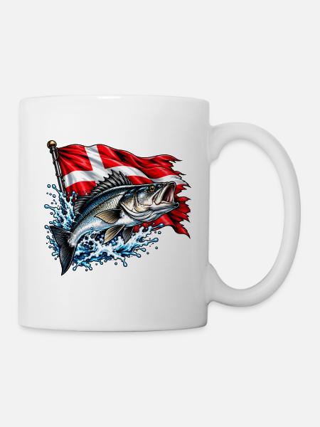 Wolfsbarsch und Flagge - Tasse - Weiß