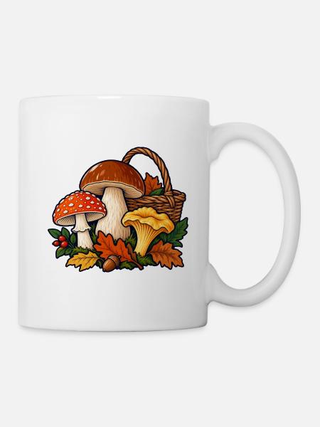 Pilzschau – Farben des Waldes - Tasse - Weiß