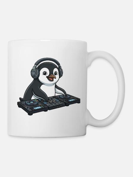 Pinguin DJ Musik Techno Party Comic - Tasse - Weiß