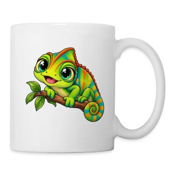 Chamäleon Kawaii Style – Süßes Reptil - Tasse - Weiß - Rechts