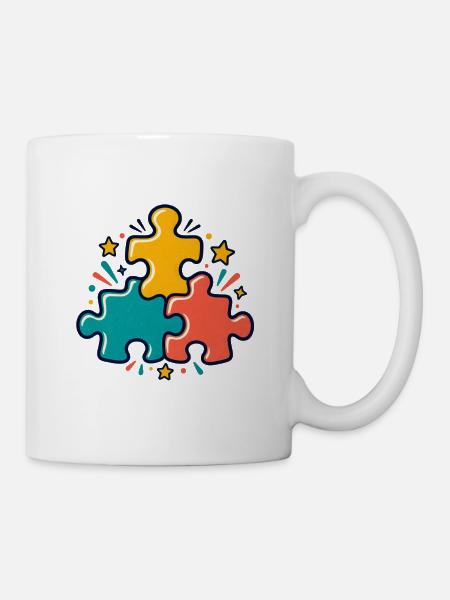 Puzzlerunde – Teil für Teil gemeinsam - Tasse - Weiß