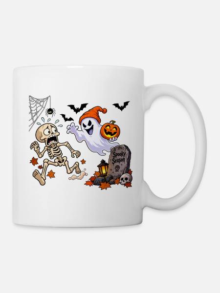Spuk Saison: Geist und Kürbis - Tasse - Weiß
