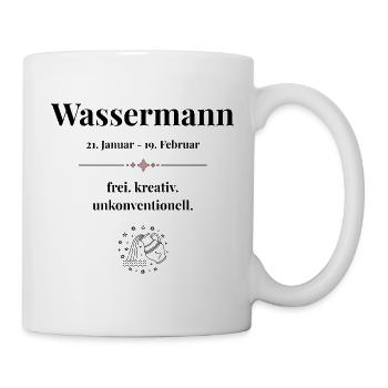 Sternzeichen Wassermann – Datum & Eigenschaften - Tasse - Weiß - Rechts
