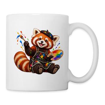 Red Panda Künstler mit Farbpalette - Tasse - Weiß - Rechts