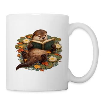 Otter liest im Herbstteich - Tasse - Weiß - Rechts