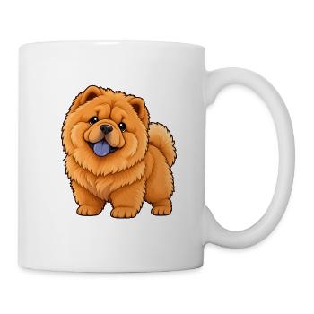 Chow Chow Kawaii Style – Flauschiger Hund - Tasse - Weiß - Rechts