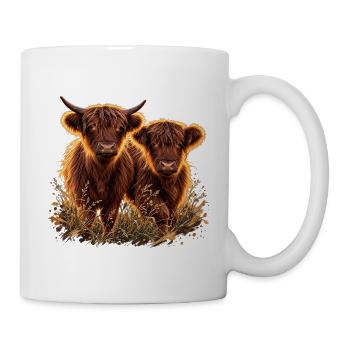 Highlandrinder im Abendlicht - Tasse - Weiß - Rechts