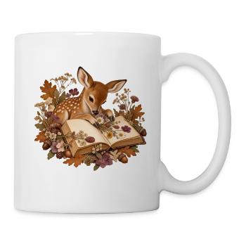 Rehkitz presst Wildblumen - Tasse - Weiß - Rechts
