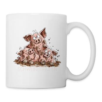 Schweinehaufen Schweine Matsch Bauernhof Humor - Tasse - Weiß - Rechts