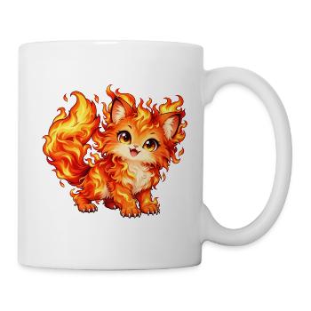 Kawaii Feuerkatze - Tasse - Weiß - Rechts