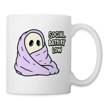 Kawaii Akku Leer Social Battery Low - Tasse - Weiß - Rechts