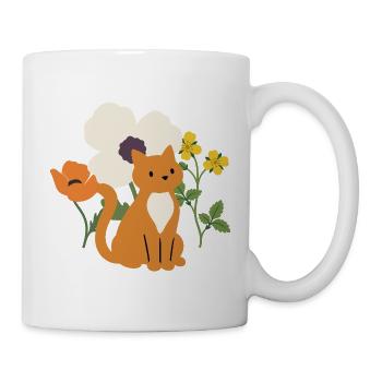 Mohn · Blumen · Katze · Geschenkidee - Tasse - Weiß - Rechts