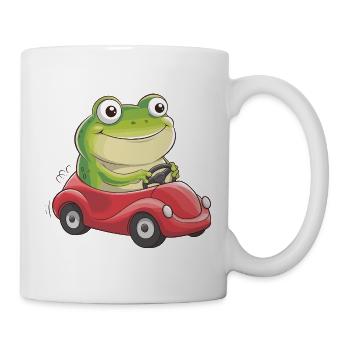  Fröhlicher Frosch Im Roten Flitzer Lustige - Tasse - Weiß - Rechts