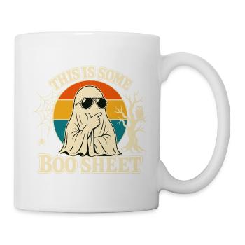 Das ist wirklich ein lustiges Retro-Geister-Halloween auf einem Boo Sheet. - Tasse - Weiß - Rechts