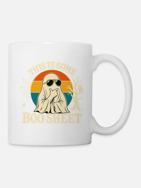 Das ist wirklich ein lustiges Retro-Geister-Halloween auf einem Boo Sheet. - Tasse - Weiß