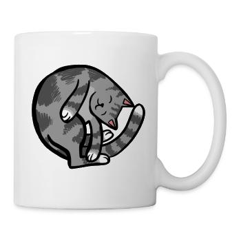 Eingerollter grauer Tabby-Schlaf - Tasse - Weiß - Rechts