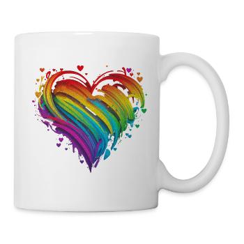 CSD LGBT Regenbogen LGBTQ Herz Pride Just Love - Tasse - Weiß - Rechts