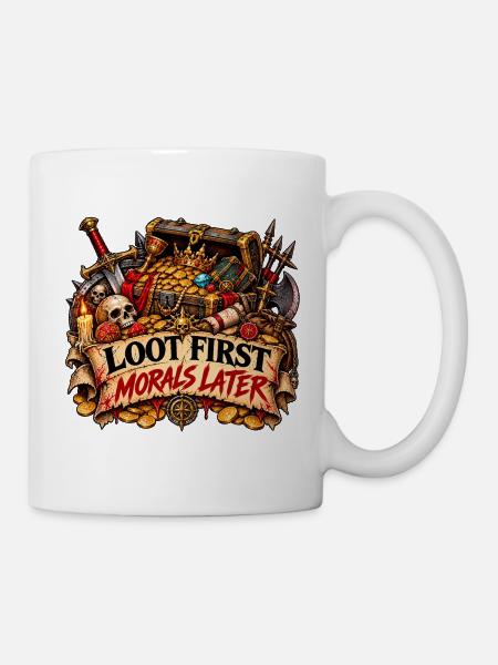Loot zuerst, Moral danach - Tasse - Weiß