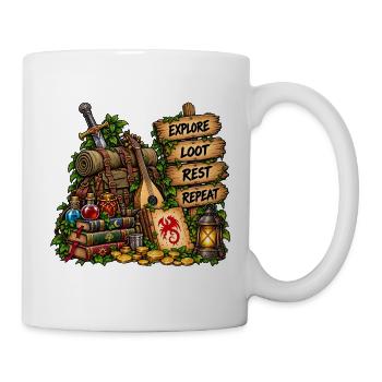 Abenteuer Loot Rast Wiederholen - Tasse - Weiß - Rechts