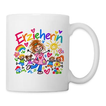 Erzieherin Kindergarten Beruf Geschenk Doodle - Tasse - Weiß - Rechts