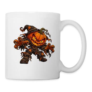 Kürbiskopfmann - Monster unter dem Bett Party - Tasse - Weiß - Rechts