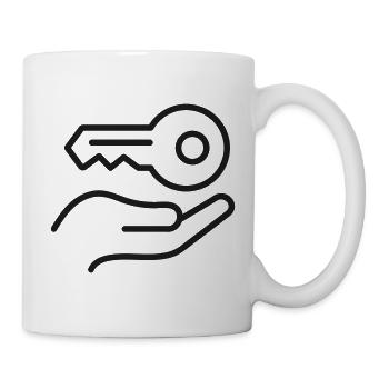 Tasten-in-Hand-Linien-Symbol - Tasse - Weiß - Rechts