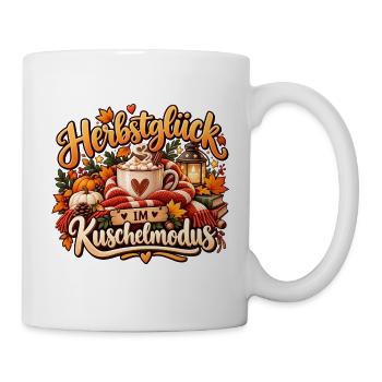 Herbstglück im Kuschelmodus – Cozy Herbst Design - Tasse - Weiß - Rechts