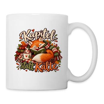 Kapitel statt Kälte – Lesender Fuchs Cozy Herbst  - Tasse - Weiß - Rechts
