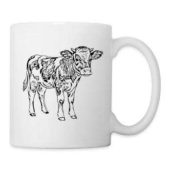 Kuh Kalb Geschenk Bauern Landwirte  - Tasse - Weiß - Rechts