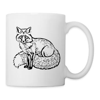 Fuchs schwarz Geschenk Waldliebhaber wanderer - Tasse - Weiß - Rechts