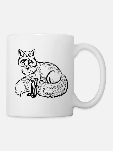 Fuchs schwarz Geschenk Waldliebhaber wanderer - Tasse - Weiß