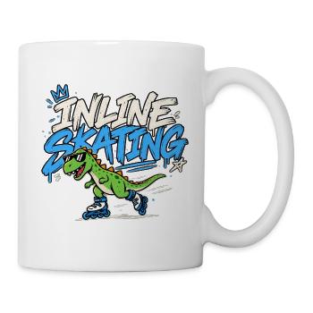 Inline Skating Dino auf Inlinern - Tasse - Weiß - Rechts