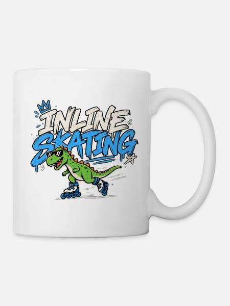 Inline Skating Dino auf Inlinern - Tasse - Weiß
