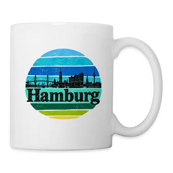 Hamburg Skyline - Sonnenuntergang - Alster - Elbe - Tasse - Weiß - Rechts