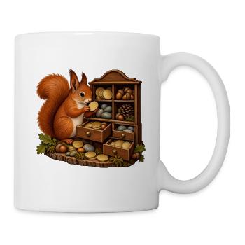 Eichhörnchen ordnet seine Münzsammlung - Tasse - Weiß - Rechts