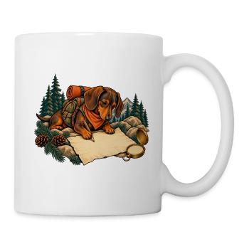 Dackel zeichnet eine Wanderkarte - Tasse - Weiß - Rechts