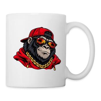 Cooler Gorilla mit Sonnenbrille – Urbane Streetwear - Tasse - Weiß - Rechts