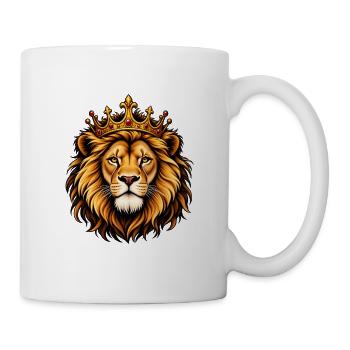 Majestätischer Löwe mit goldener Krone – Königlicher Dschungelverwandter - Tasse - Weiß - Rechts