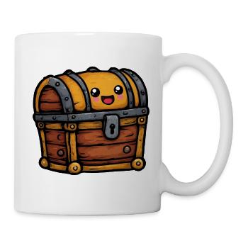 Kuschelige Schatztruhe mit Lächeln - Tasse - Weiß - Rechts