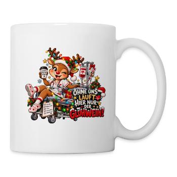 Ohne uns läuft hier nur Glühwein Pflege - Tasse - Weiß - Rechts
