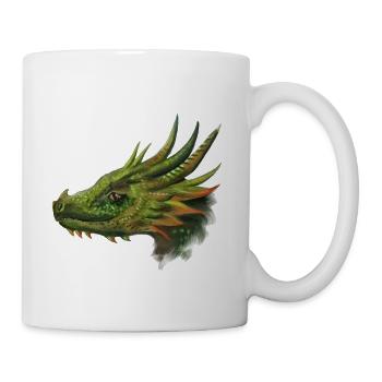 Grüner Drachenkopf - Tasse - Weiß - Rechts