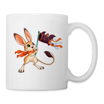 Hase mit Drachenbanner - Tasse - Weiß - Rechts