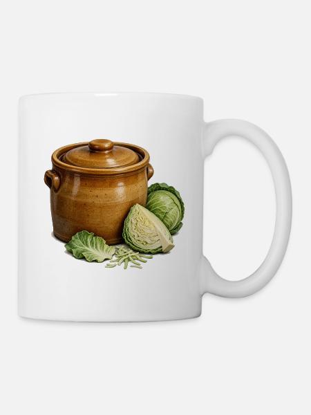 Steinzeug-Krocken und die Kohlernte - Tasse - Weiß