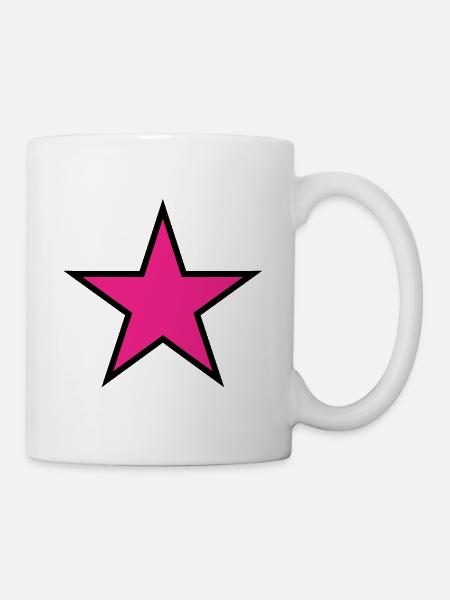 Pink Star auf Schwarz - Tasse - Weiß