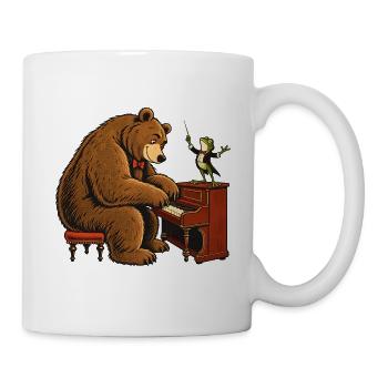 Bär & Frosch am Klavier – Lustiges Musikmotiv - Tasse - Weiß - Rechts
