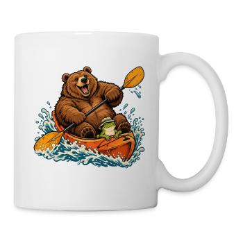 Bär & Frosch im Kajak – Outdoor Abenteuer - Tasse - Weiß - Rechts