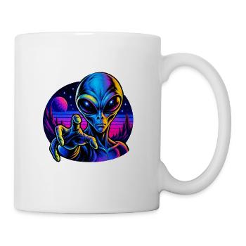 Neonalien Hand im All - Tasse - Weiß - Rechts