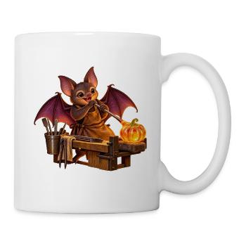 Fledermaus bläst einen Glaskürbis - Tasse - Weiß - Rechts
