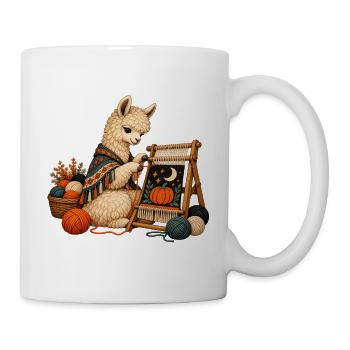 Alpaka webt einen Halloween-Wandteppich - Tasse - Weiß - Rechts
