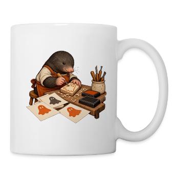 Maulwurf schnitzt einen Geisterstempel - Tasse - Weiß - Rechts